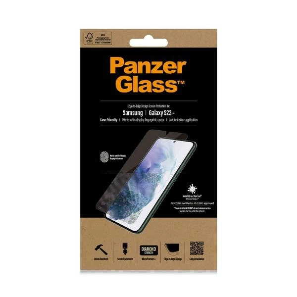 PanzerGlass E2E Microfracture antibacterial glass for Samsung Galaxy S22+ - with black frameeng