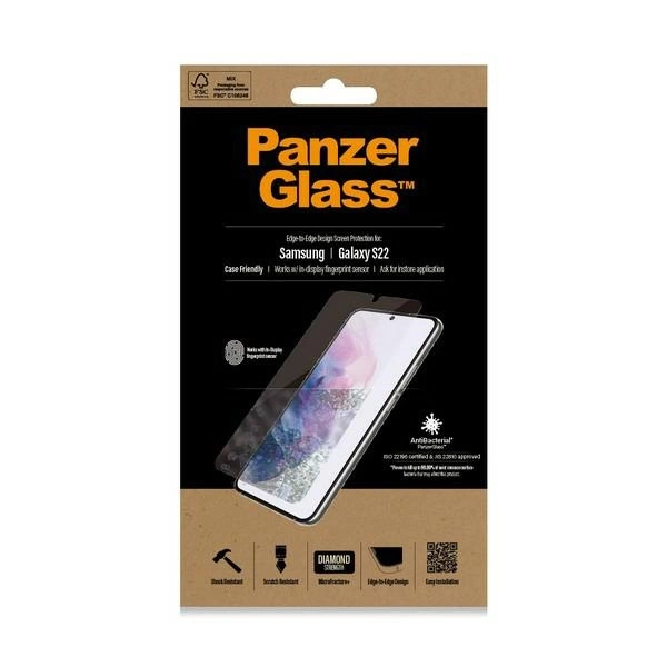 PanzerGlass E2E Microfracture antibacterial glass for Samsung Galaxy S22 - with black frameeng