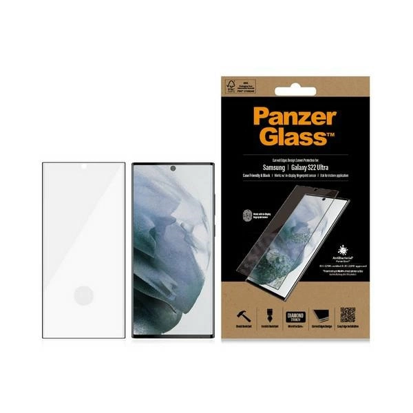 PanzerGlass E2E Microfracture antibacterial glass for Samsung Galaxy S22 Ultra - with black frameeng