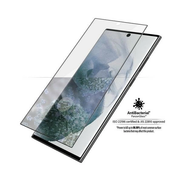 PanzerGlass E2E Microfracture antibacterial glass for Samsung Galaxy S22 Ultra - with black frameeng