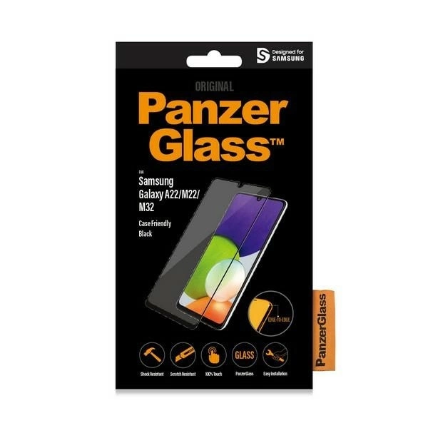 PanzerGlass E2E Regular Tempered Glass for Samsung Galaxy A22 / M22 / M32 - with Black Frameeng