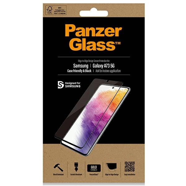 PanzerGlass E2E Regular tempered glass for Samsung Galaxy A73 - with black frameeng