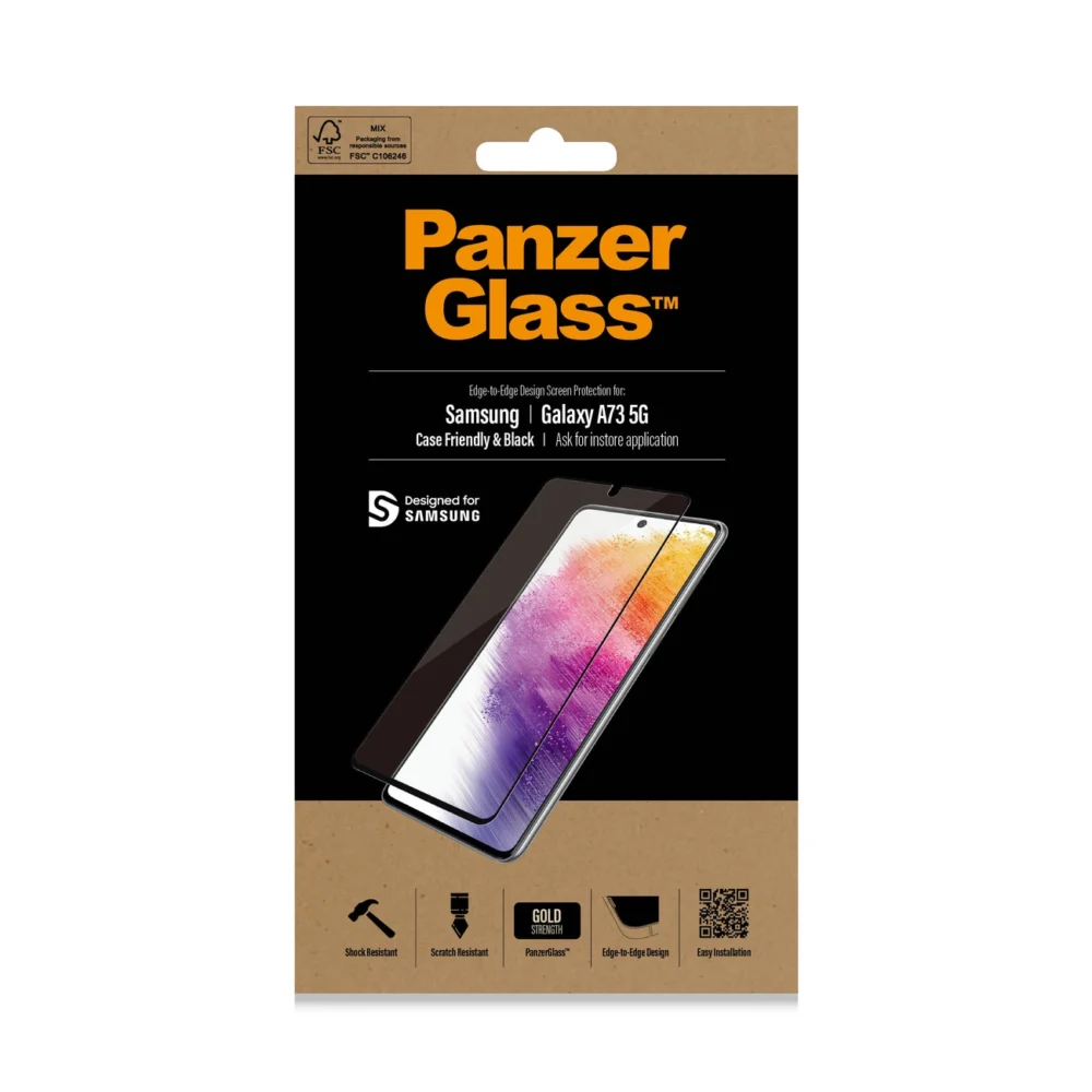 PanzerGlass E2E Regular tempered glass for Samsung Galaxy A73 - with black frameeng