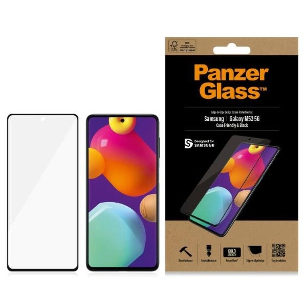 167679_1 PanzerGlass E2E Regular tempered glass for Samsung Galaxy M53 - with black frameeng