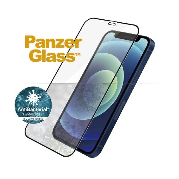 167694_2 PanzerGlass E2E Super+ Microfracture antibacterial tempered glass for iPhone 12 mini - with black frameeng