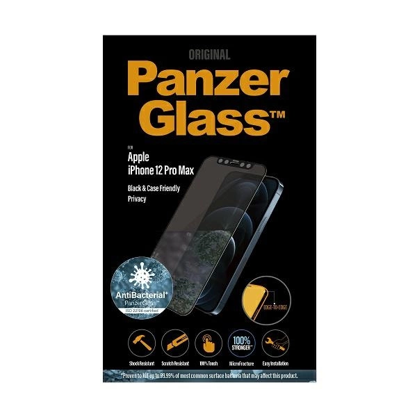 167697_3 PanzerGlass E2E Super+ Microfracture antibacterial tempered glass for iPhone 12 Pro Max - with black frameeng