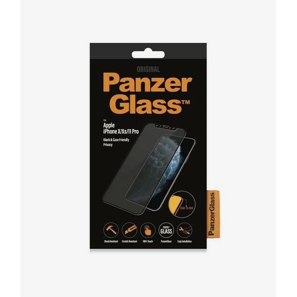 167704_3 PanzerGlass E2E Super+ privacy tempered glass for iPhone X / XS / 11 Pro - with black frameeng