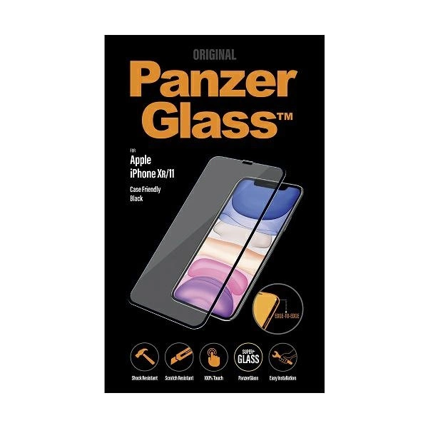 PanzerGlass E2E Super+ tempered glass for iPhone XR / 11 - with black frameeng