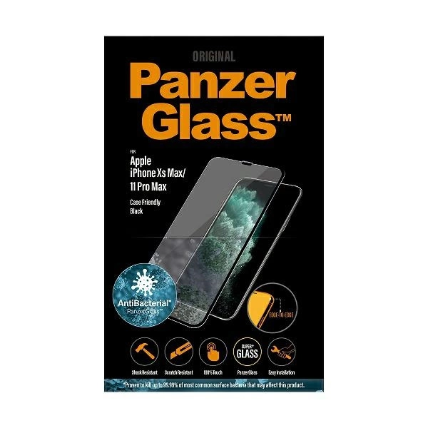 PanzerGlass E2E Super+ antibacterial tempered glass for iPhone XS Max / 11 Pro Max - with black frameeng