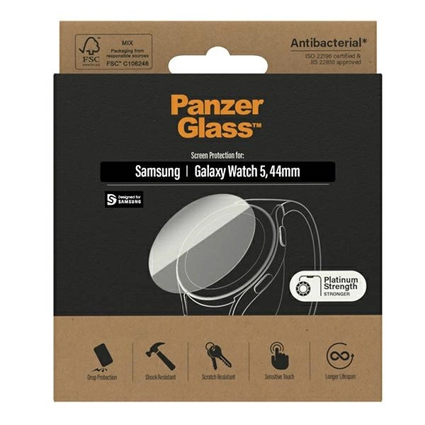 Antibacterial PanzerGlass Screen Protector for Samsung Galaxy Watch Classic 5 44 mmeng