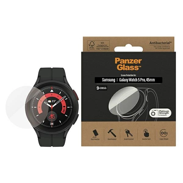 167743_1 Antibacterial PanzerGlass Screen Protector for Samsung Galaxy Watch Classic 5 Pro 45 mmeng