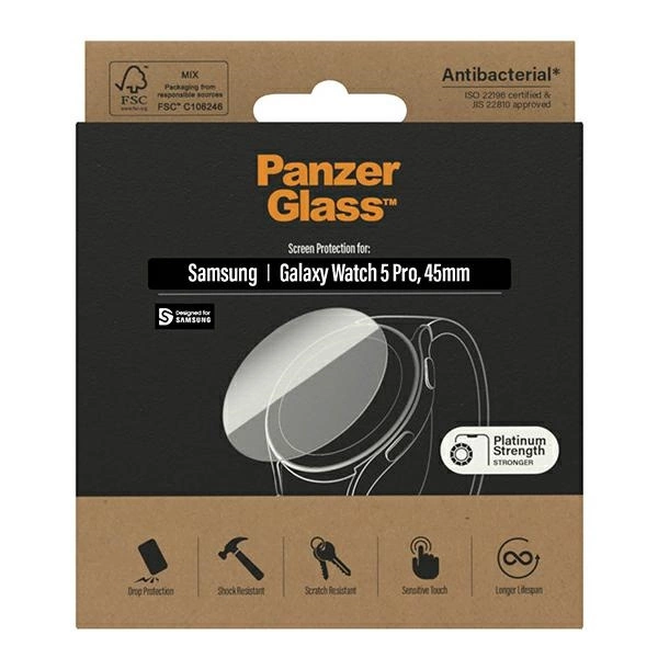 167743_3 Antibacterial PanzerGlass Screen Protector for Samsung Galaxy Watch Classic 5 Pro 45 mmeng