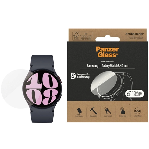 Antibacterial PanzerGlass Screen Protector for Samsung Galaxy Watch 6 40 mmeng