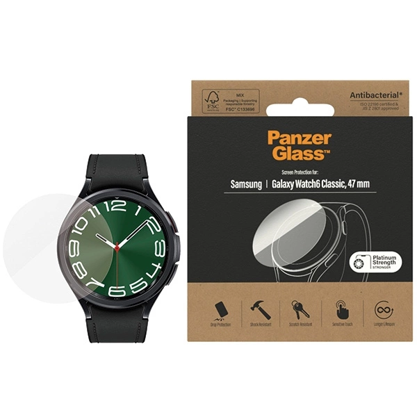 PanzerGlass Screen Protector antibacterial glass for Samsung Galaxy Watch 6 Classic 47 mmeng
