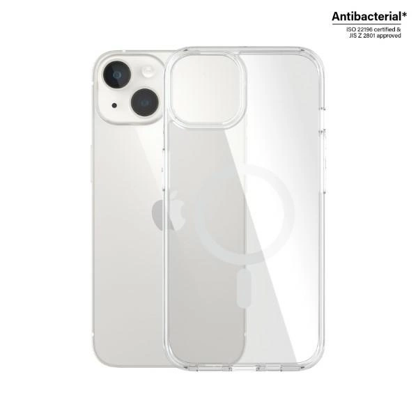 PanzerGlass HardCase with MagSafe Antibacterial Military Grade Certified Case for iPhone 14/15/13 - Transparenteng