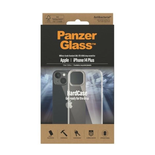 PanzerGlass HardCase Antibacterial Military Grade Certified Case for iPhone 14 Plus / 15 Plus - Transparenteng