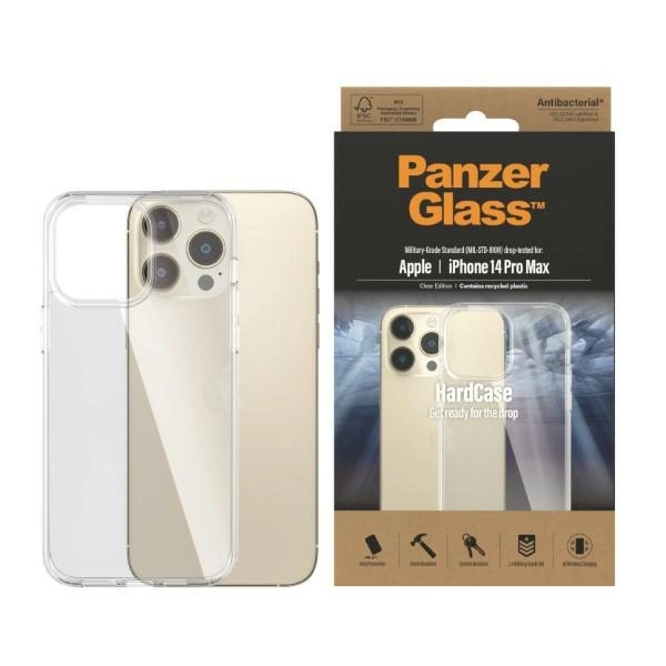 PanzerGlass HardCase antibacterial Military Grade certified case for iPhone 14 Pro Max - transparenteng