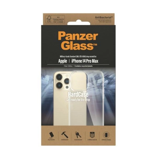 PanzerGlass HardCase antibacterial Military Grade certified case for iPhone 14 Pro Max - transparenteng