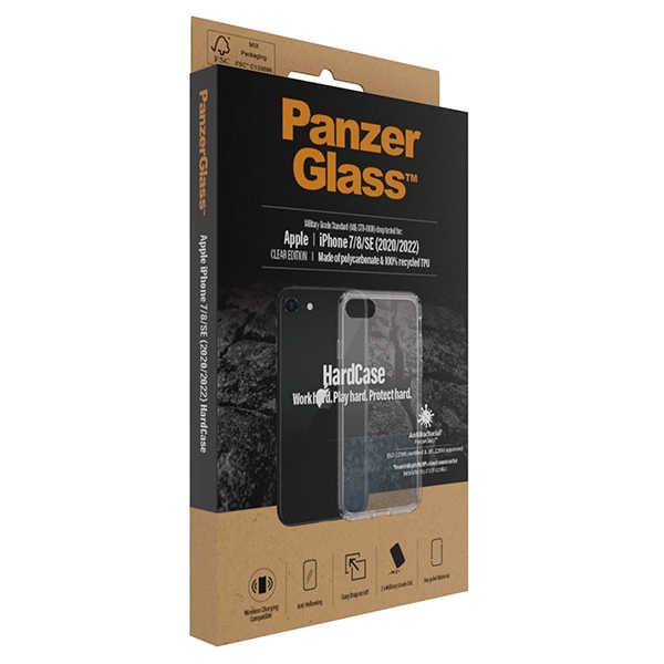 PanzerGlass HardCase antibacterial Military Grade certified case for iPhone SE 2022 / SE 2020 / 7 / 8 - transparenteng