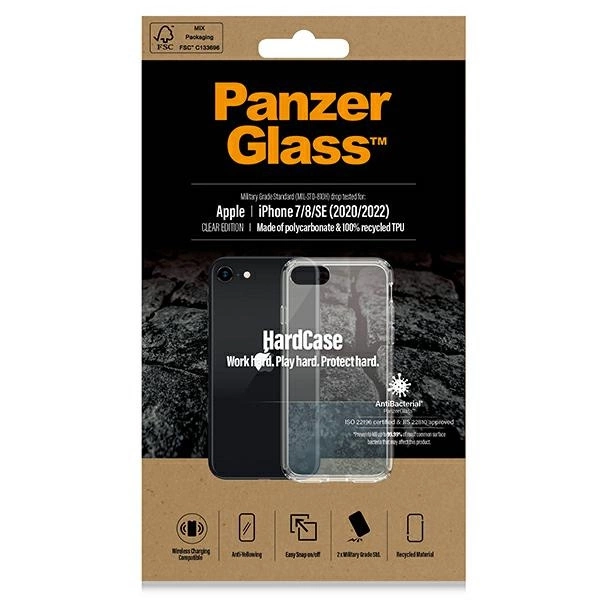 PanzerGlass HardCase antibacterial Military Grade certified case for iPhone SE 2022 / SE 2020 / 7 / 8 - transparenteng