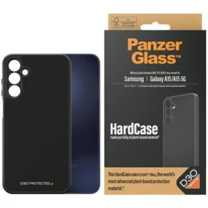 PanzerGlass HardCase with D3O® Bio and Military Grade Certification for Samsung Galaxy A15 / A15 5G - Transparent and Blackeng