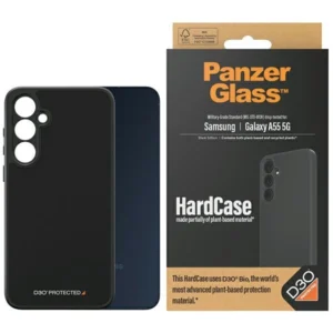 PanzerGlass HardCase with D3O® Bio and Military Grade Certification for Samsung Galaxy A55 5G - Transparent and Blackeng