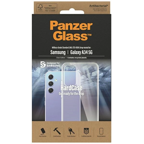PanzerGlass HardCase antibacterial Military Grade certified case for Samsung Galaxy A34 5G - transparenteng