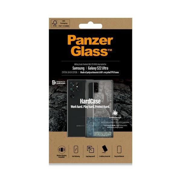 PanzerGlass HardCase antibacterial Military Grade certified case for Samsung Galaxy S22 Ultra - transparenteng