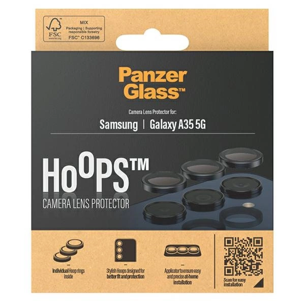 PanzerGlass Hoops Camera Protection for Samsung Galaxy A35 5G - with Black Frameeng