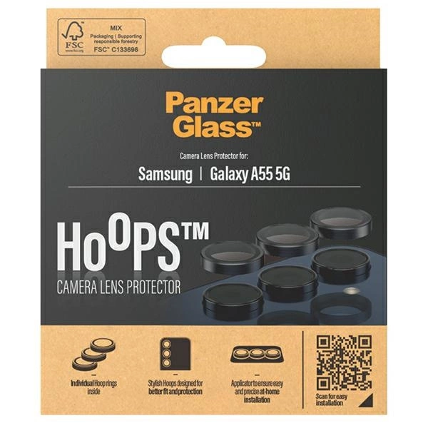 PanzerGlass Hoops Camera Protection for Samsung Galaxy A55 5G - with Black Frameeng