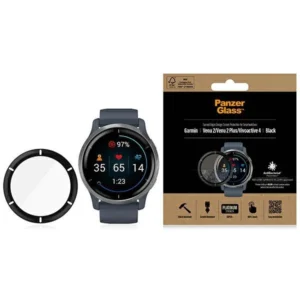 PanzerGlass SmartWatch screen protection for Garmin Venu 2 / Venu 2 Plus / Vivoactive 4 smartwatches - with black frameeng