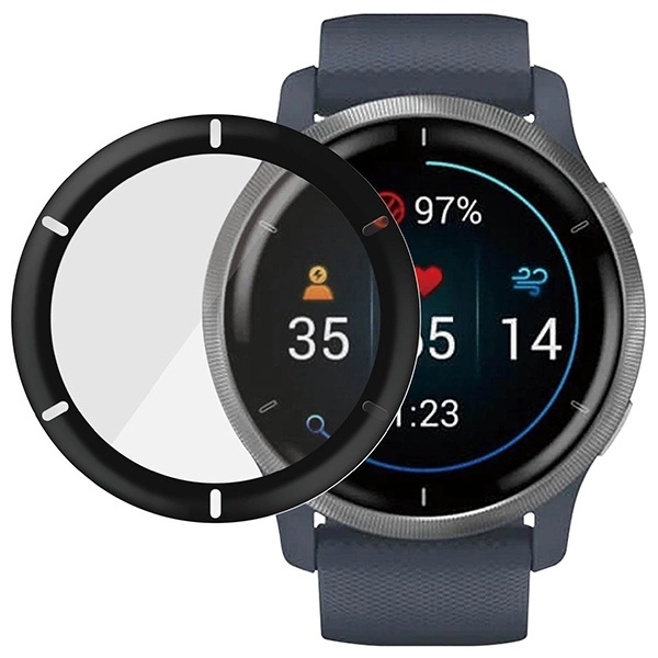 PanzerGlass SmartWatch screen protection for Garmin Venu 2 / Venu 2 Plus / Vivoactive 4 smartwatches - with black frameeng