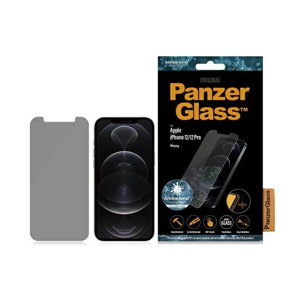 PanzerGlass Standard Super+ antibacterial privacy tempered glass for iPhone 12 / 12 Proeng