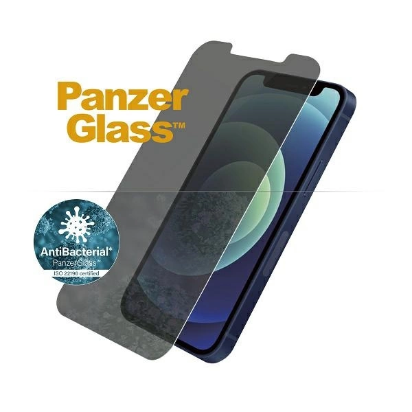 167824_2 PanzerGlass Standard Super+ antibacterial privatizing tempered glass for iPhone 12 minieng