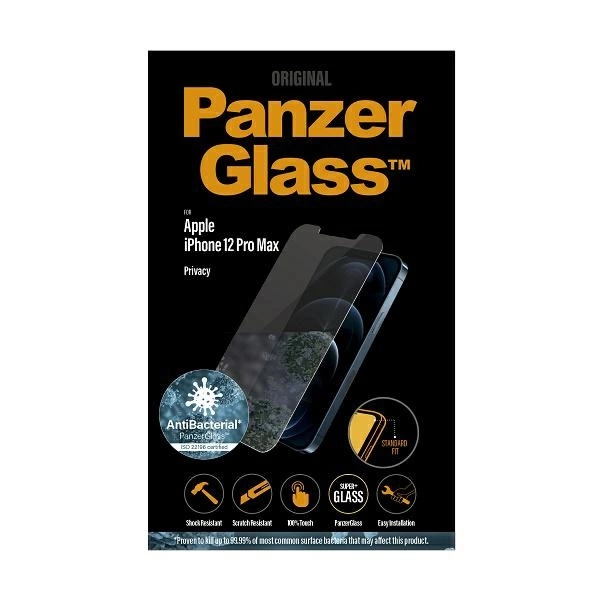 167826_3 PanzerGlass Standard Super+ antibacterial privacy tempered glass for iPhone 12 Pro Maxeng