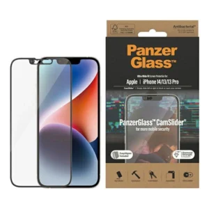 PanzerGlass Ultra-Wide Fit Antibacterial Tempered Glass with Camera Cover and Positioner for iPhone 14/13/13 Proeng