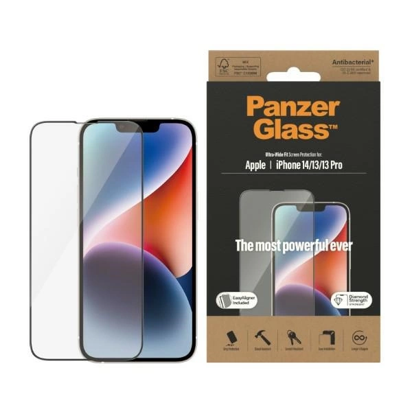 PanzerGlass Ultra-Wide Fit Tempered Glass Antibacterial Privacy with Positioner for iPhone 14/13 Pro/13eng