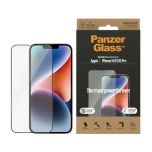 PanzerGlass Ultra-Wide Fit Antibacterial Tempered Glass with Positioner for iPhone 14/13 Pro/13eng