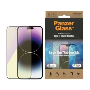 PanzerGlass Ultra-Wide Fit Antibacterial Tempered Glass with Blue Light Filter and Positioner for iPhone 14 Pro Maxeng