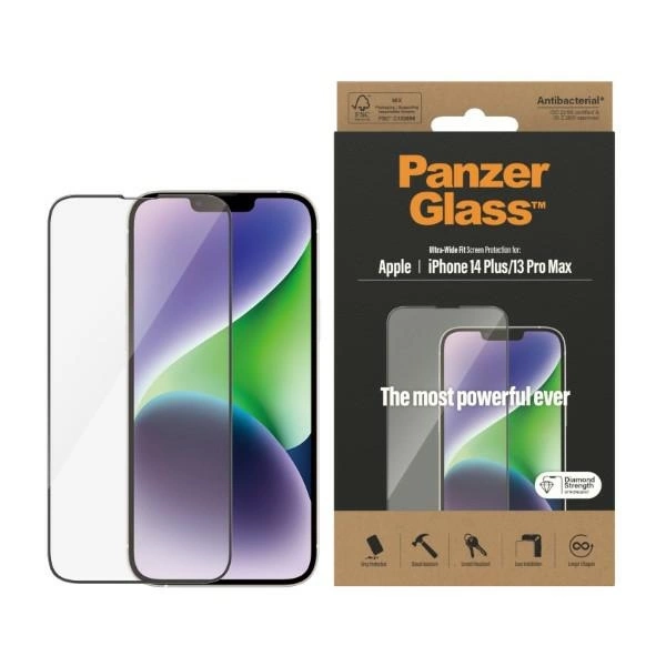 PanzerGlass Ultra-Wide Fit Antibacterial Tempered Glass for iPhone 14 Plus / 13 Pro Maxeng