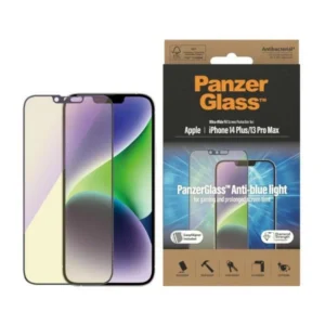 PanzerGlass Ultra-Wide Fit Antibacterial Tempered Glass with Blue Light Filter and Positioner for iPhone 14 Plus / 13 Pro Maxeng