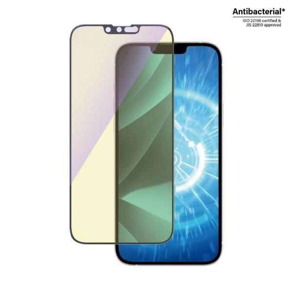 PanzerGlass Ultra-Wide Fit Antibacterial Tempered Glass with Blue Light Filter and Positioner for iPhone 14 Plus / 13 Pro Maxeng