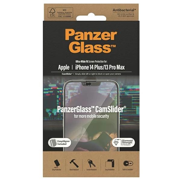 PanzerGlass Ultra-Wide Fit antibacterial tempered glass with camera cover and positioner iPhone 14 Plus / 13 Pro Maxeng