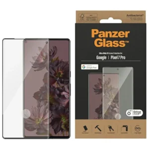 PanzerGlass Ultra-Wide Fit Antibacterial Tempered Glass for Google Pixel 7 Pro - with Black Frameeng