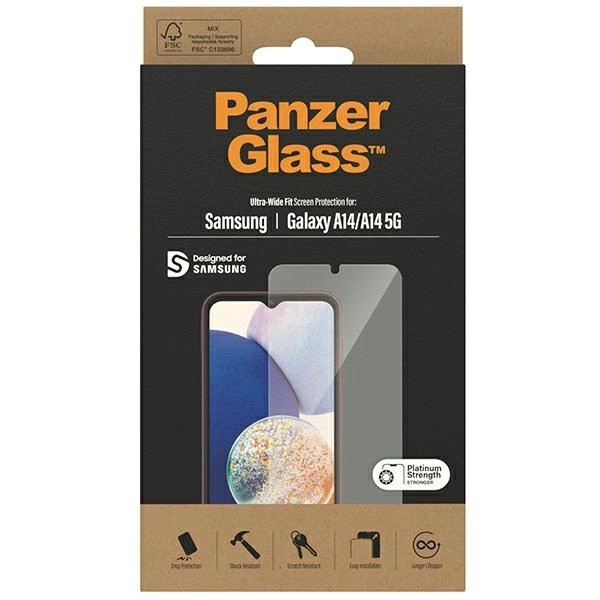 PanzerGlass Ultra-Wide Fit Tempered Glass for Samsung Galaxy A14 5G / A14eng