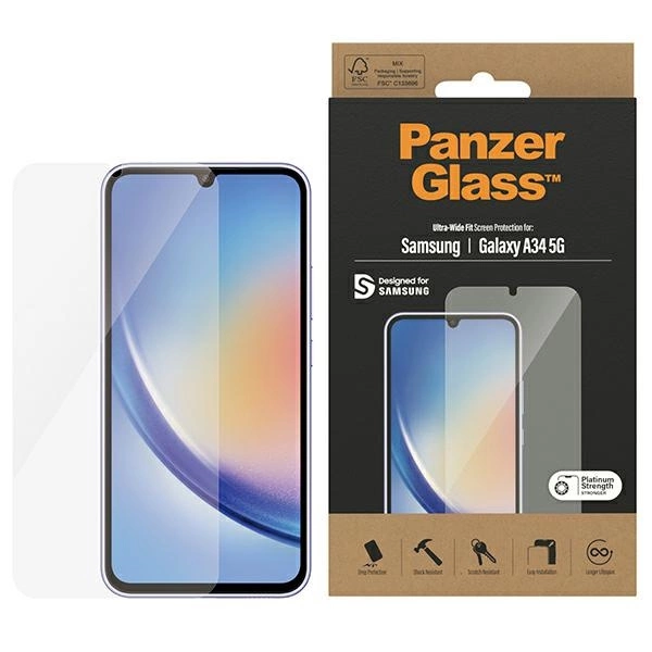 PanzerGlass Ultra-Wide Fit tempered glass for Samsung Galaxy A34 5Geng