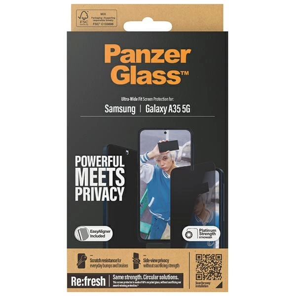 PanzerGlass Ultra-Wide Fit Privacy Tempered Glass with Positioner for Samsung Galaxy A35 5Geng