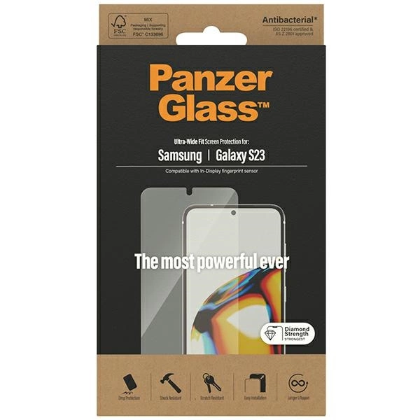 PanzerGlass Ultra-Wide Fit tempered glass for Samsung Galaxy S23eng