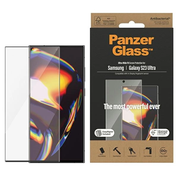 PanzerGlass Ultra-Wide Fit Tempered Glass with Applicator for Samsung Galaxy S23 Ultraeng
