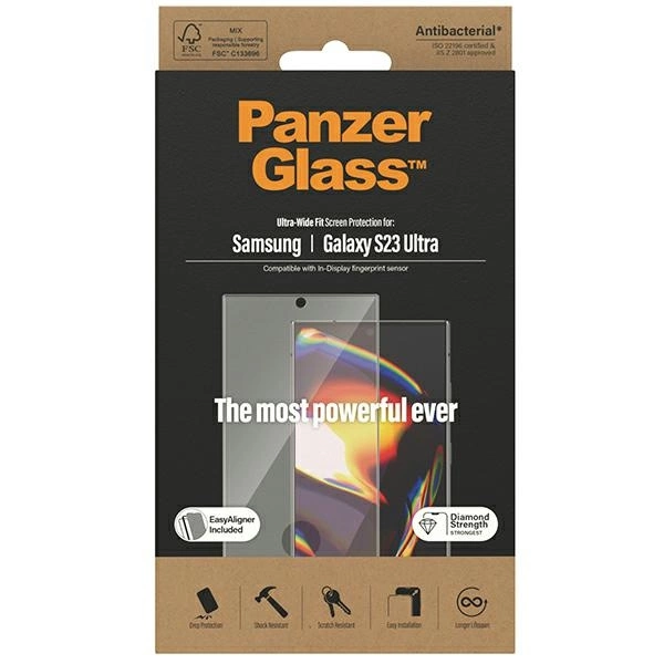 PanzerGlass Ultra-Wide Fit Tempered Glass with Applicator for Samsung Galaxy S23 Ultraeng